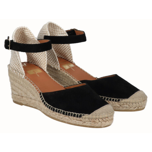 viguera Alpargata Valenciana Cuña Media Yute Negro Outlet online