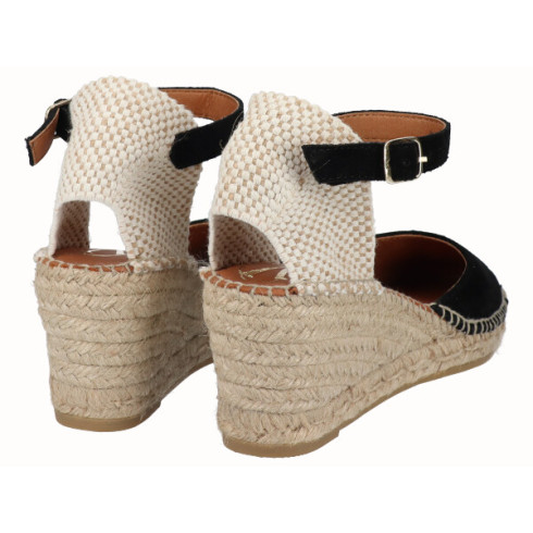 viguera Alpargata Valenciana Cuña Media Yute Negro Outlet online