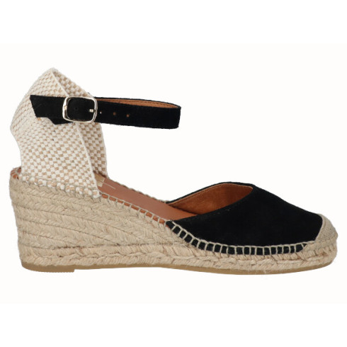 viguera Alpargata Valenciana Cuña Media Yute Negro Outlet online
