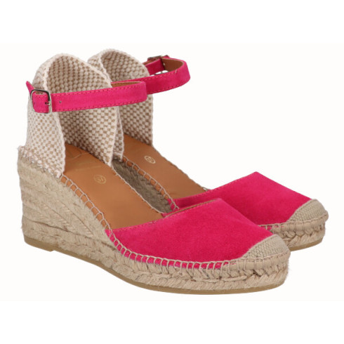 viguera Alpargata Valenciana Cuña Media Yute Fuxia Rebajas