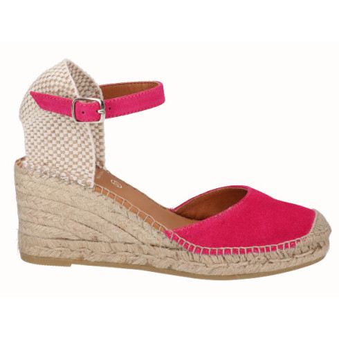 viguera Alpargata Valenciana Cuña Media Yute Fuxia Rebajas