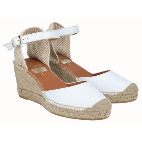 viguera Alpargata Valenciana Cuña Media Yute Blanco Venta caliente