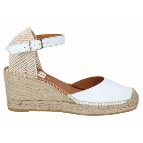 viguera Alpargata Valenciana Cuña Media Yute Blanco Venta caliente
