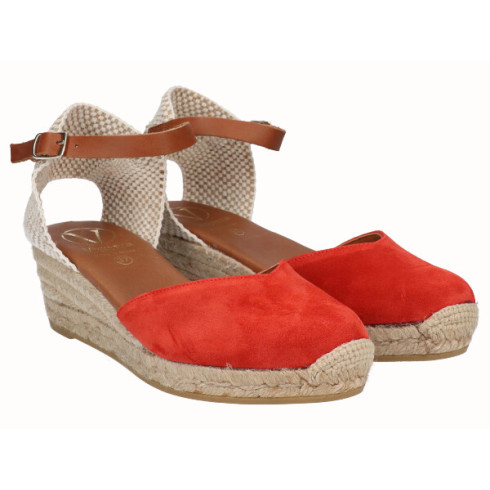 viguera Alpargata Valenciana Cuña Baja Yute Rojo Gran oferta