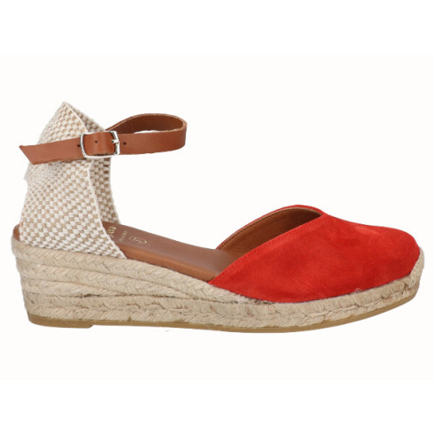 viguera Alpargata Valenciana Cuña Baja Yute Rojo Gran oferta