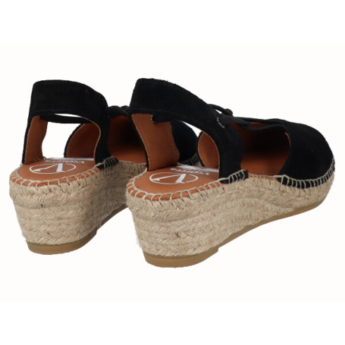 viguera Alpargata Cuña Baja Yute Negro Con Elásticos COMPRAR AHORA