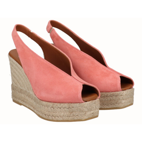 viguera Alpargata Peep Toes Cuña Alta Yute Salmon Ahorra y exporta