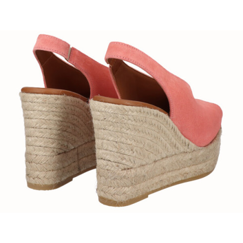 viguera Alpargata Peep Toes Cuña Alta Yute Salmon Ahorra y exporta