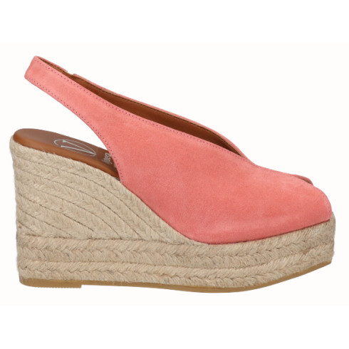 viguera Alpargata Peep Toes Cuña Alta Yute Salmon Ahorra y exporta