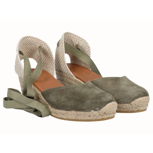 viguera Alpargata Cuña Baja Yute Cintas Kaki Última moda