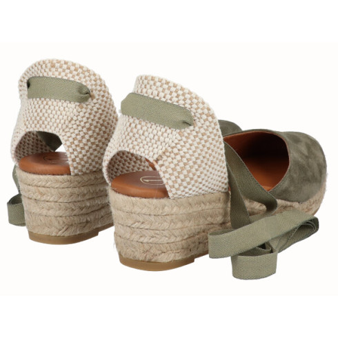 viguera Alpargata Cuña Baja Yute Cintas Kaki Última moda