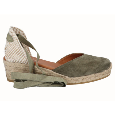 viguera Alpargata Cuña Baja Yute Cintas Kaki Última moda