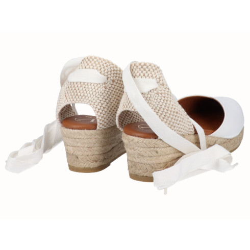 viguera Alpargata Cuña Baja Yute Cintas Blanco Ofertas especiales