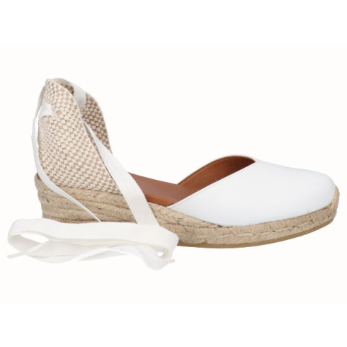viguera Alpargata Cuña Baja Yute Cintas Blanco Ofertas especiales