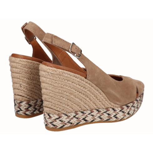 viguera Alpargata Peep Toes Cuña Alta Beig Rebajas de fin de temporada