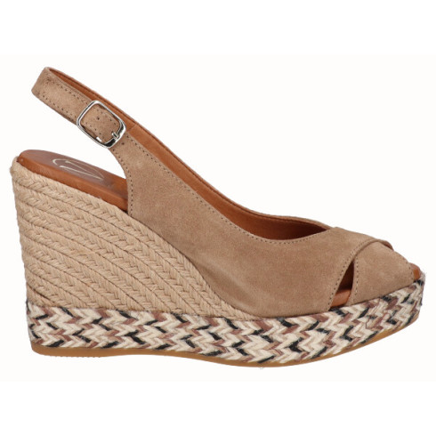 viguera Alpargata Peep Toes Cuña Alta Beig Rebajas de fin de temporada