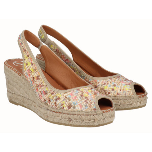viguera Alpargata Peep Toes Cuña Media Yute Multi Devoluciones gratuitas