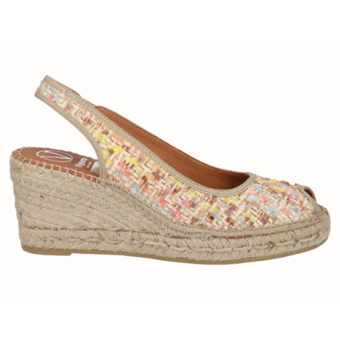 viguera Alpargata Peep Toes Cuña Media Yute Multi Devoluciones gratuitas