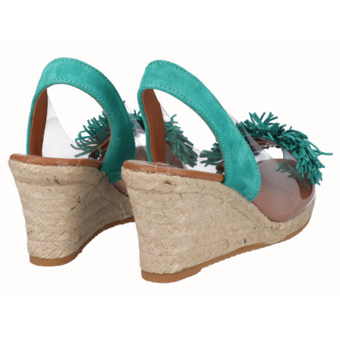 viguera Alpargata Cuña Yute Vinilo Flecos Verde Outlet online