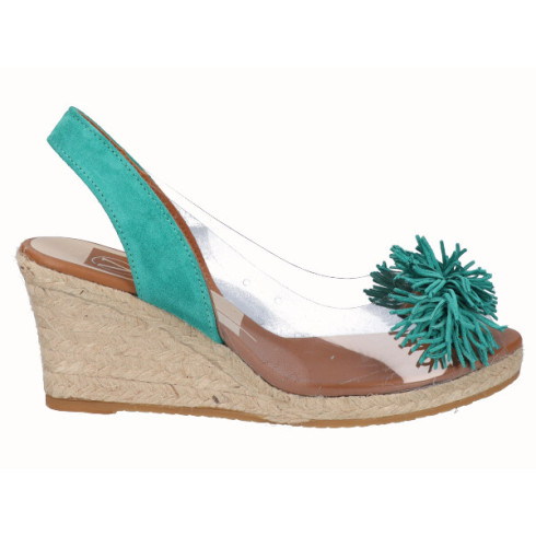 viguera Alpargata Cuña Yute Vinilo Flecos Verde Outlet online