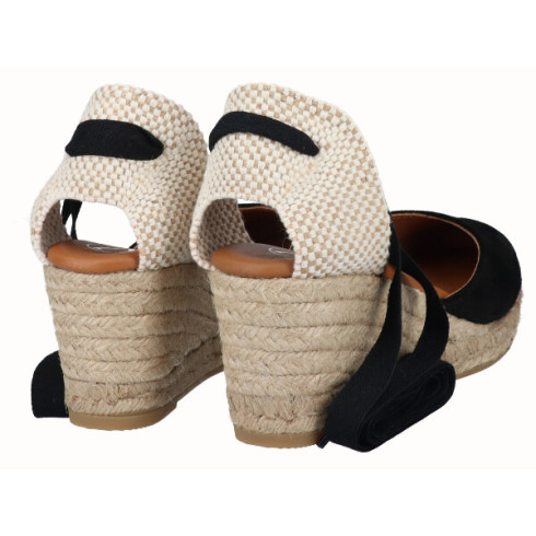 viguera Alpargata Cuña Media Yute Cintas Negro Rebajas