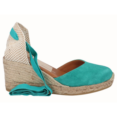 viguera Alpargata Cuña Media Yute Cintas Verde En oferta