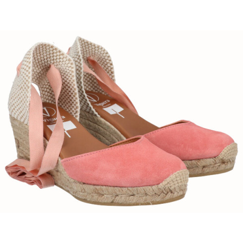 viguera Alpargata Cuña Media Yute Cintas Salmon Gran oferta