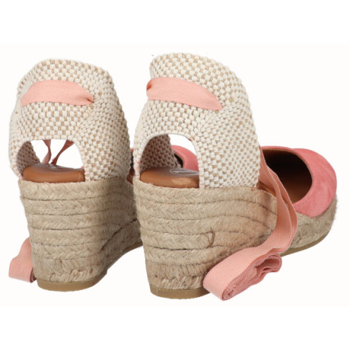 viguera Alpargata Cuña Media Yute Cintas Salmon Gran oferta