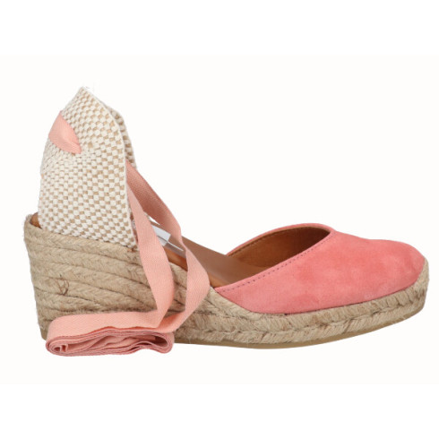 viguera Alpargata Cuña Media Yute Cintas Salmon Gran oferta