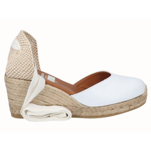 viguera Alpargata Cuña Media Yute Cintas Blanco Descuento
