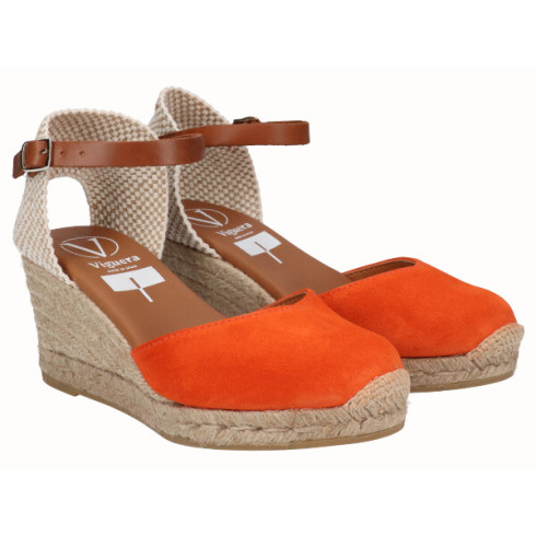 viguera Alpargata Valenciana Cuña Media Yute Naranja Tienda
