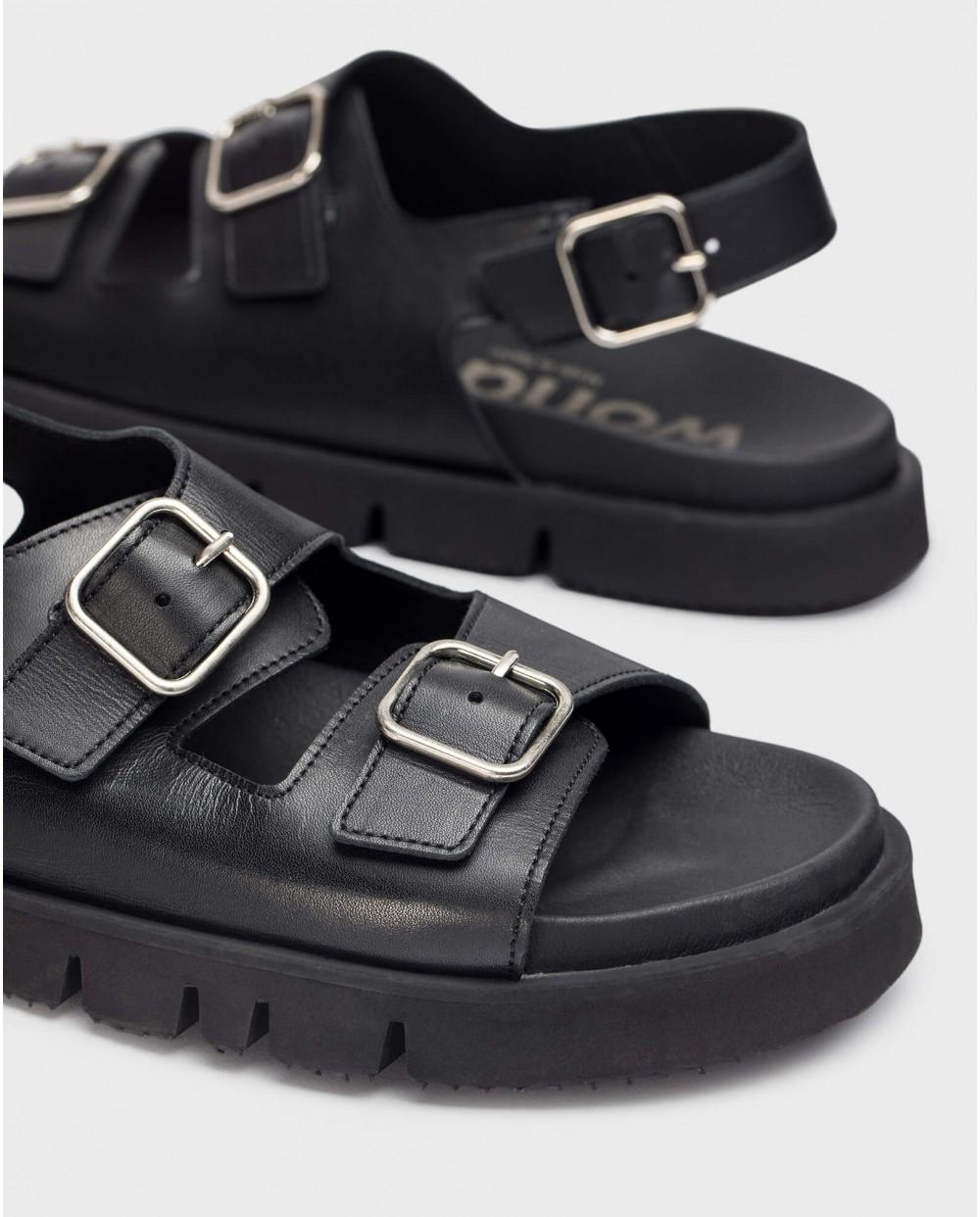 wonders Sandalias BIRK Negro Envío internacional gratuito