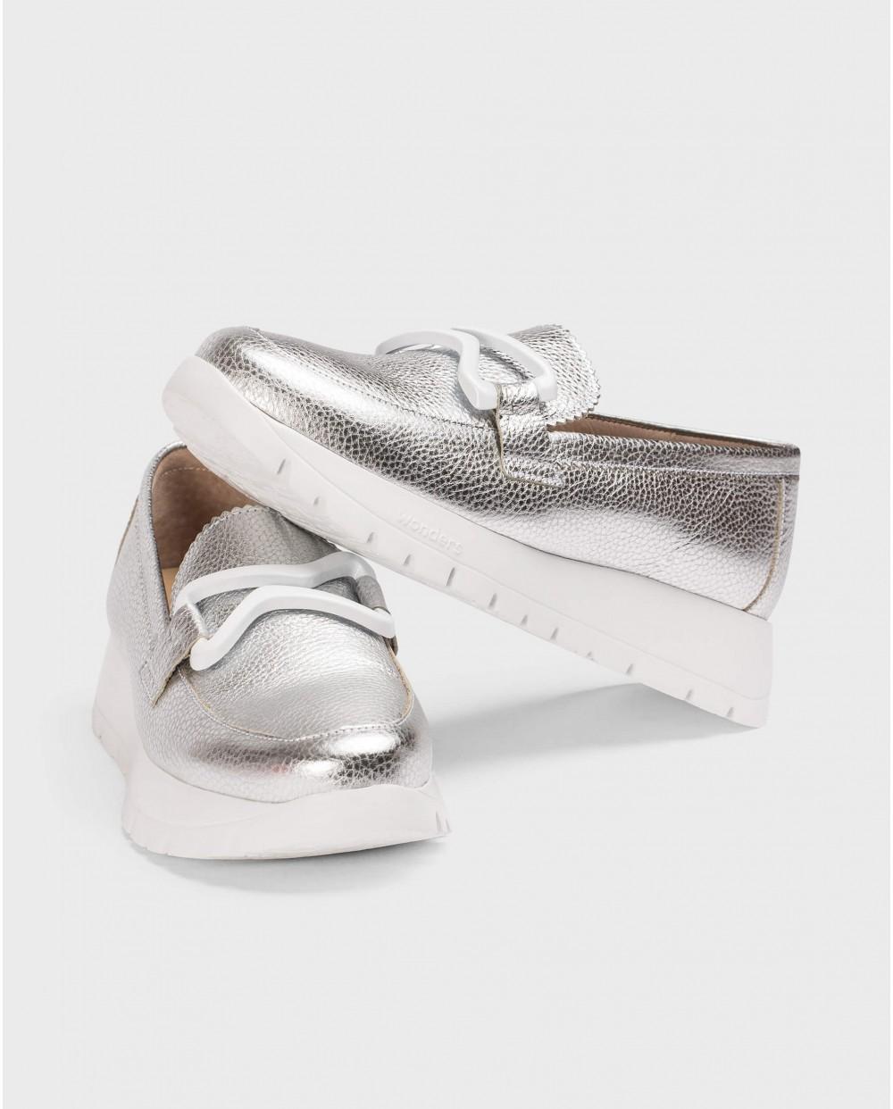 wonders Mocasines AURA Plata Tienda de fábrica