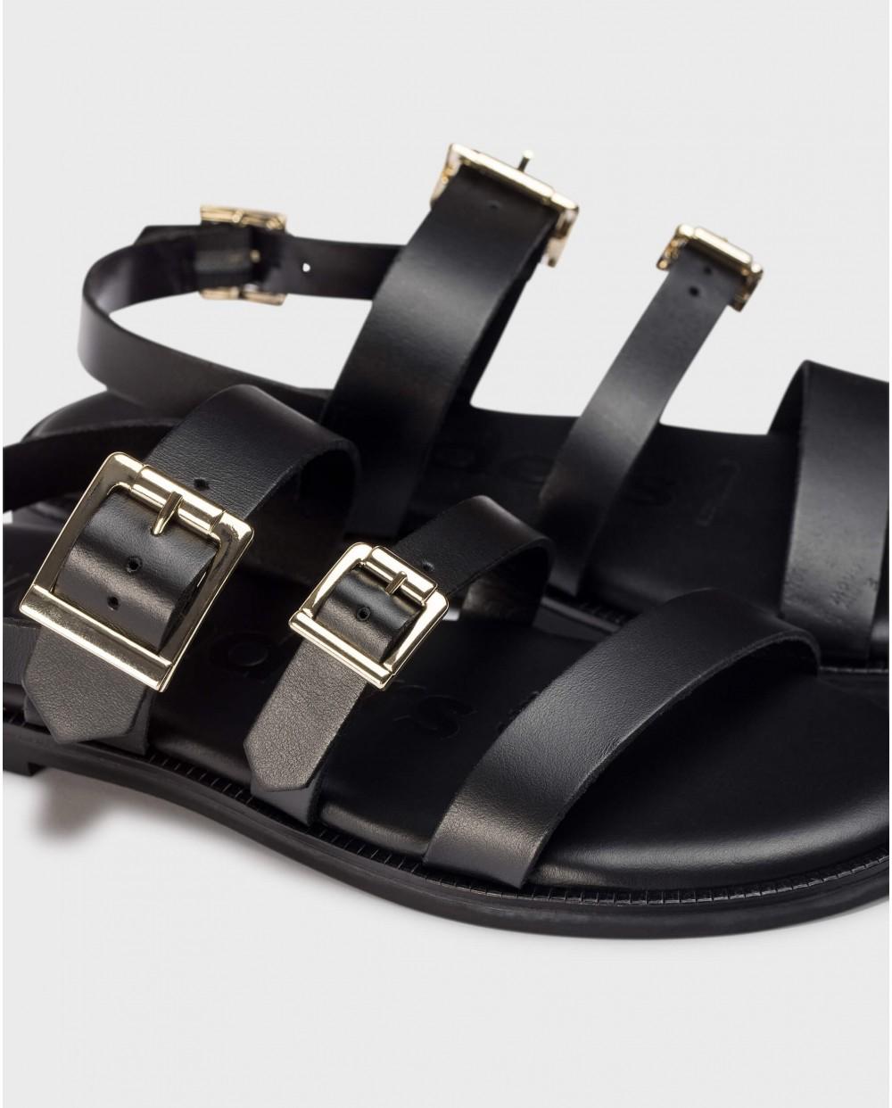 wonders Sandalias ZORION Negras Envío internacional gratuito