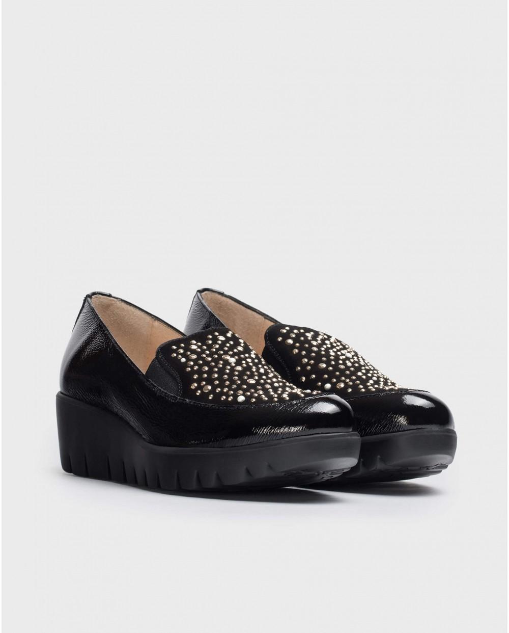 wonders Mocasines DIAMANT Charol Negros Descuentos del mes