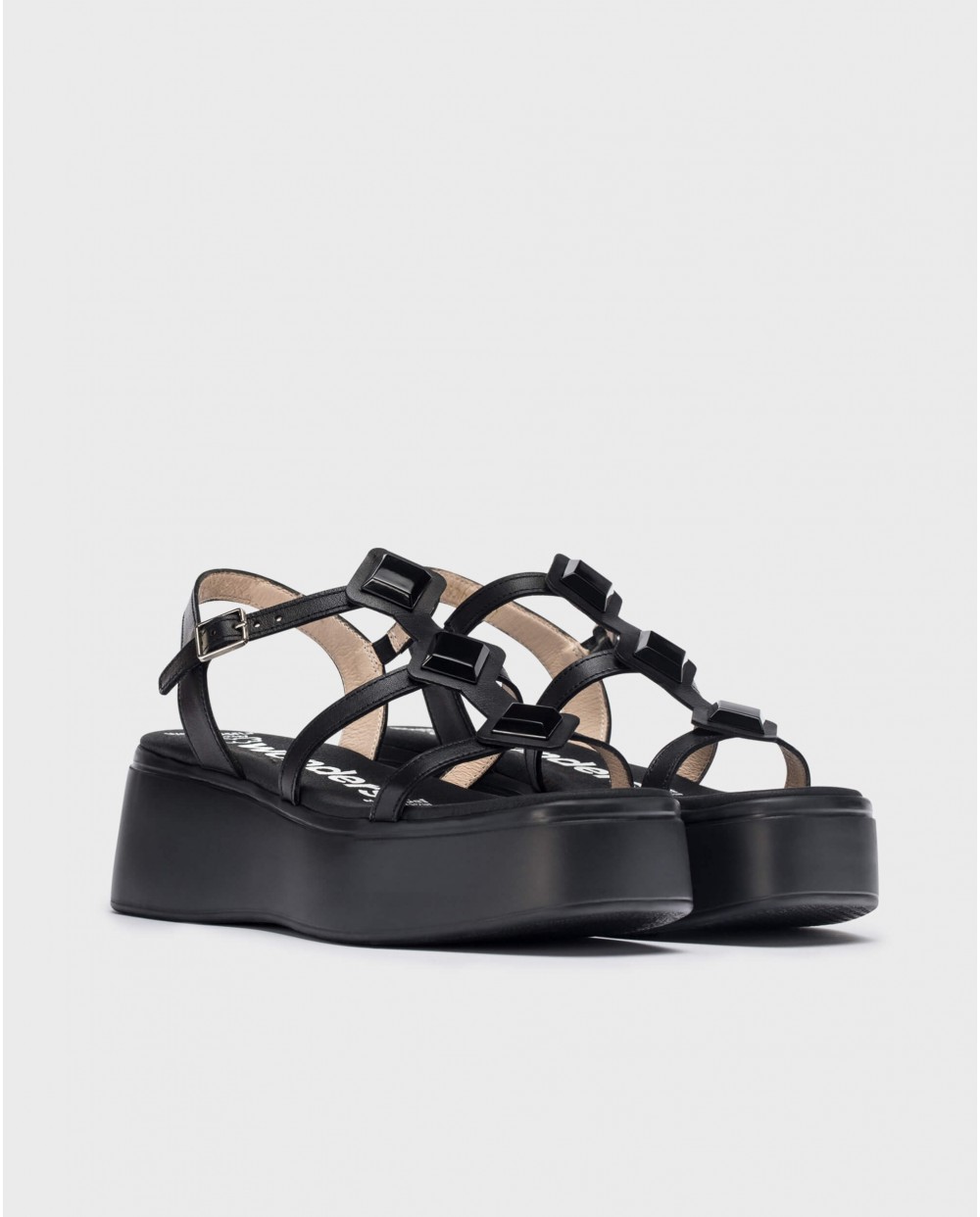 wonders Sandalias con plataforma CAROLINA Negro Tienda de fábrica