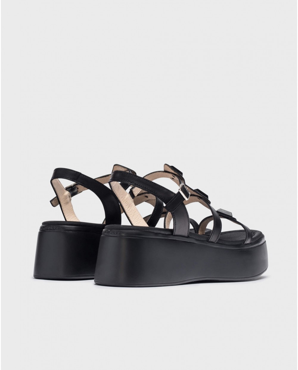 wonders Sandalias con plataforma CAROLINA Negro Tienda de fábrica
