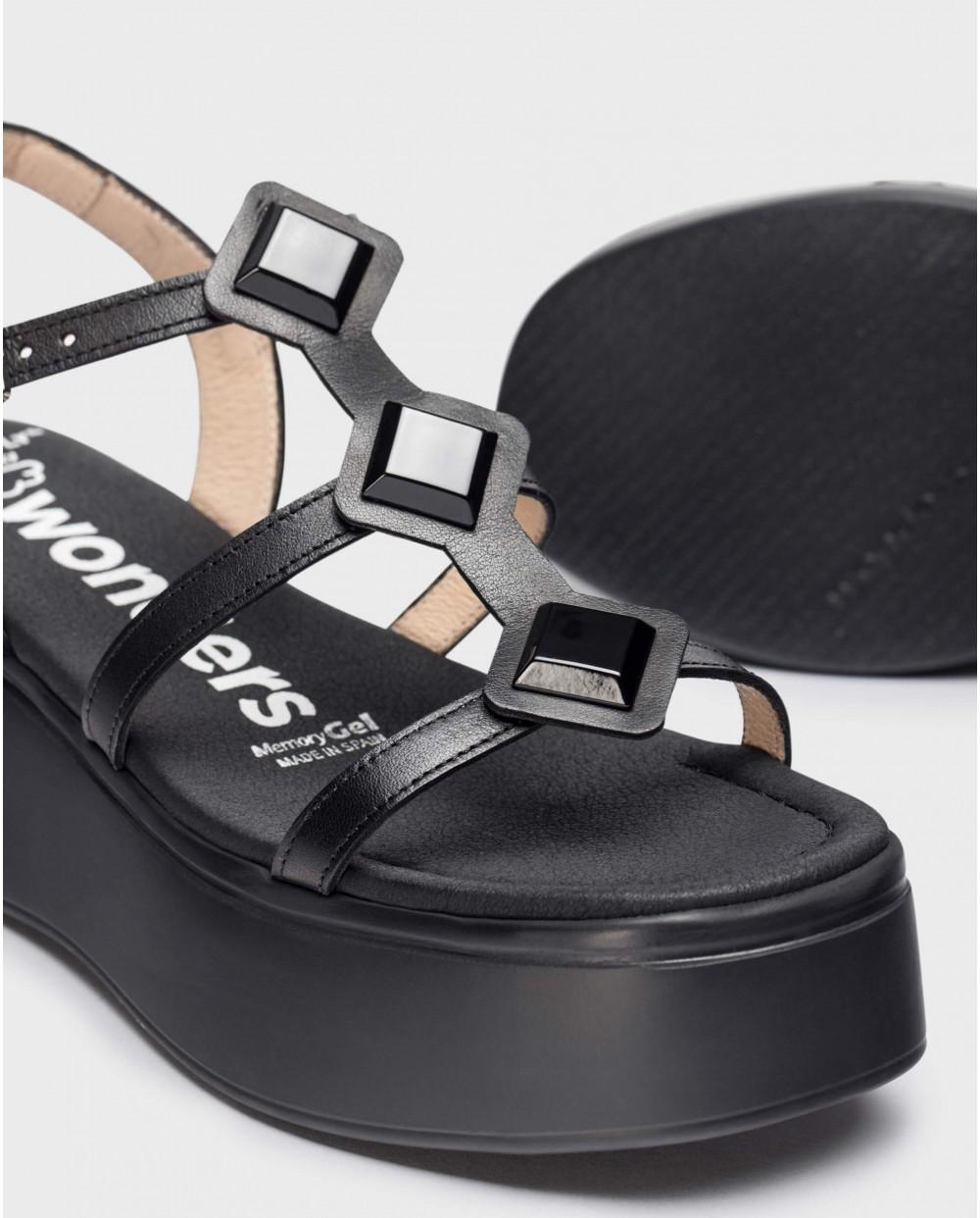 wonders Sandalias con plataforma CAROLINA Negro Tienda de fábrica