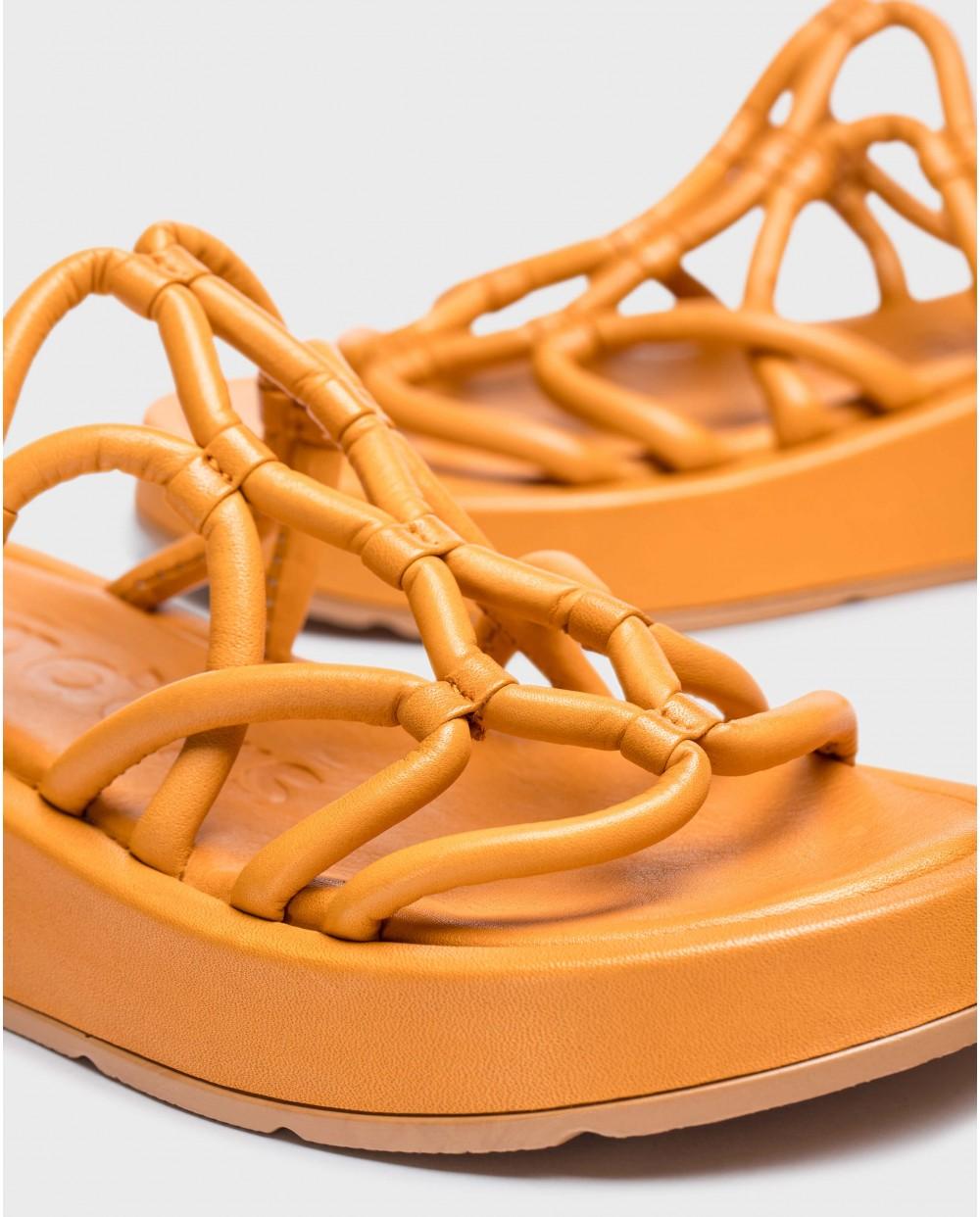 wonders Sandalias cuña ELADIA Naranja Ofertas