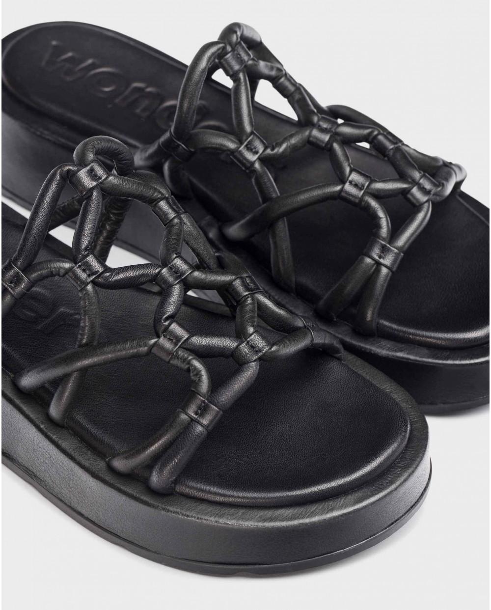 wonders Sandalias cuña ELADIA Negro Liquidación
