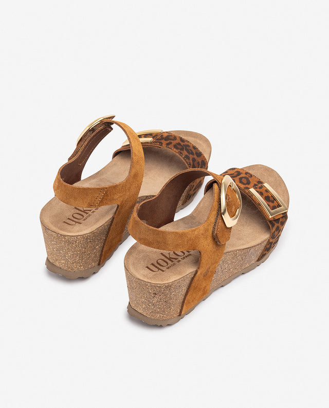 yokono Sandalia de cuña BARI-255 leopardo Outlet online