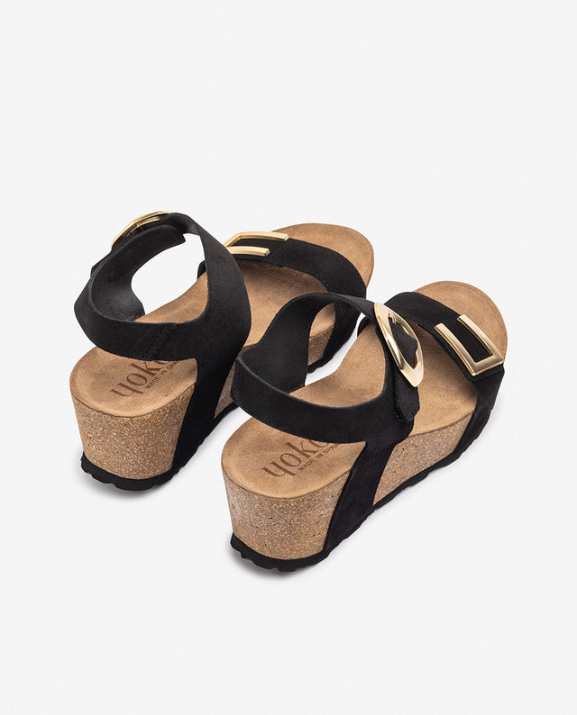 yokono Sandalia de cuña BARI-255 negro Rebajas