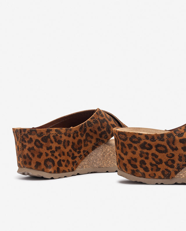 yokono Sandalia de cuña BARI-257 leopardo Venta caliente