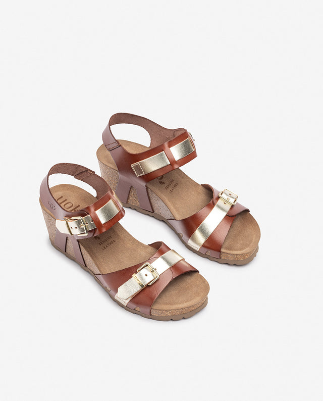 yokono Sandalia de cuña CADIZ-254 marrón Rebajas de fábrica