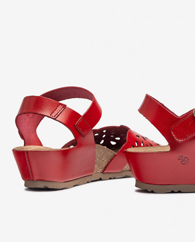 yokono Sandalia de cuña MONACO-247 rojo Mejor oferta