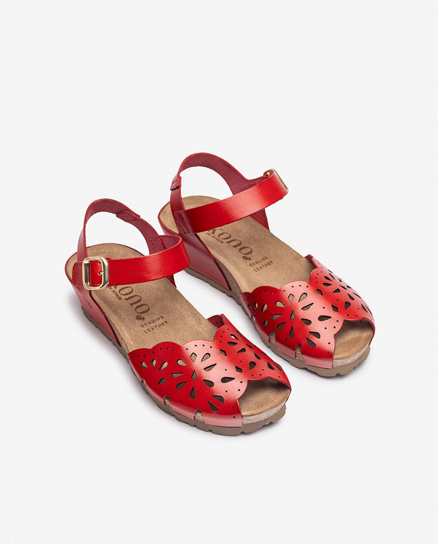 yokono Sandalia de cuña MONACO-247 rojo Mejor oferta