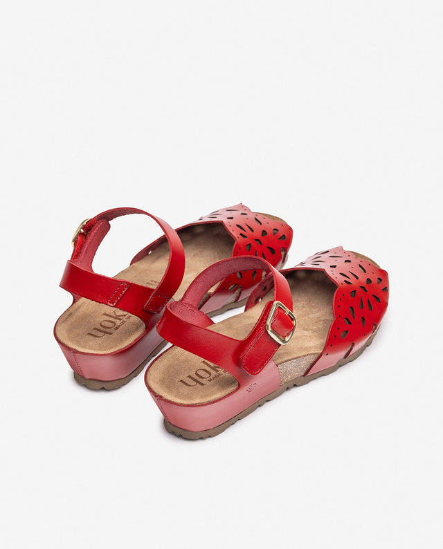 yokono Sandalia de cuña MONACO-247 rojo Mejor oferta