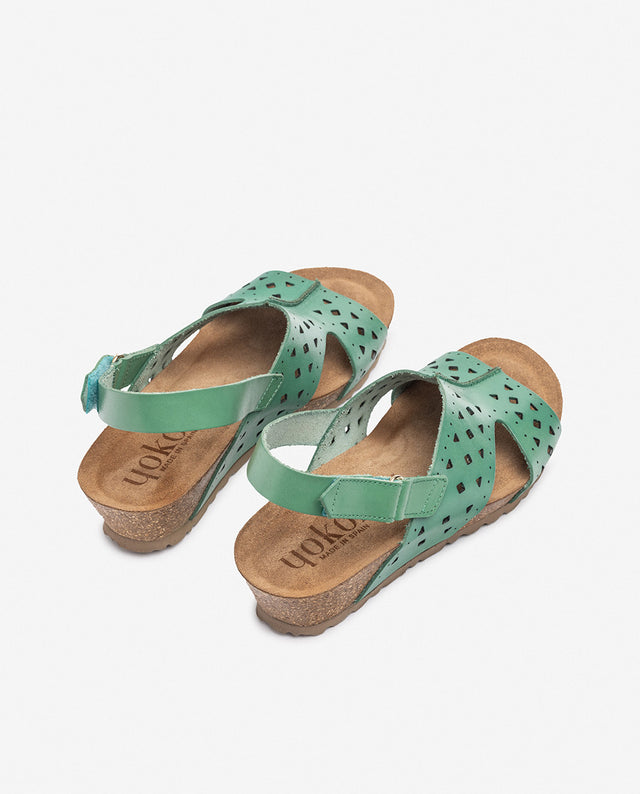 yokono Sandalia de cuña MONACO-252 verde Rebajas online