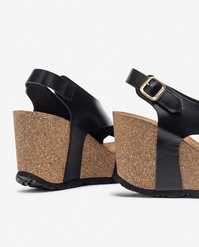yokono Sandalia de cuña CORFU-250 negro Descuento por venta flash