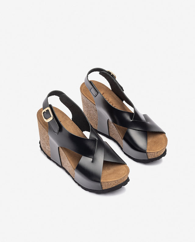 yokono Sandalia de cuña CORFU-250 negro Descuento por venta flash